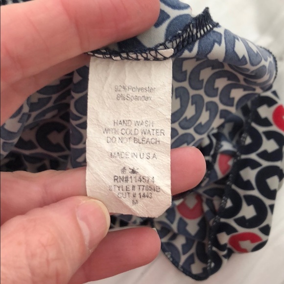 💚 Robin K boutique navy/red peplum top with tie M - Picture 5 of 5